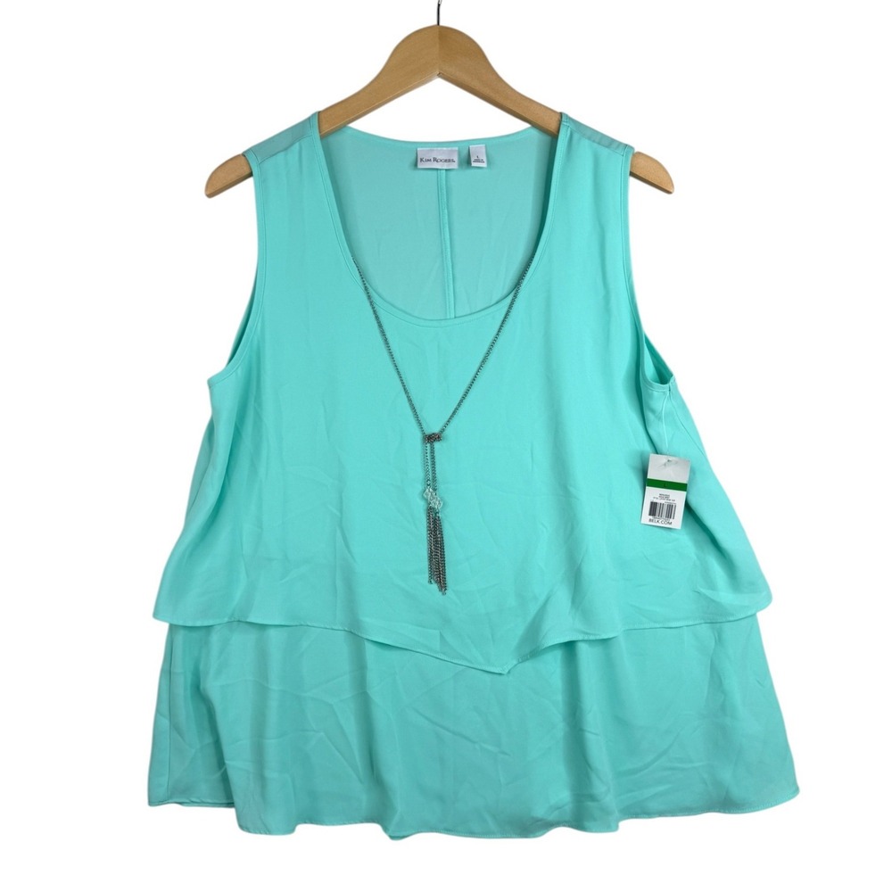 Ken Rogers Womens Aqua Mint Layer Top Size Large